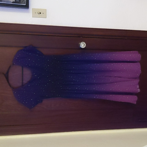 eShakti Galaxy Star Ombre Purple Short Sleeve Wayward Fantasy Dress Sz M/ 10 - Picture 7 of 11